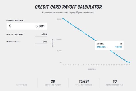 Credit Card Payoff Calculator screenshot_Year 1