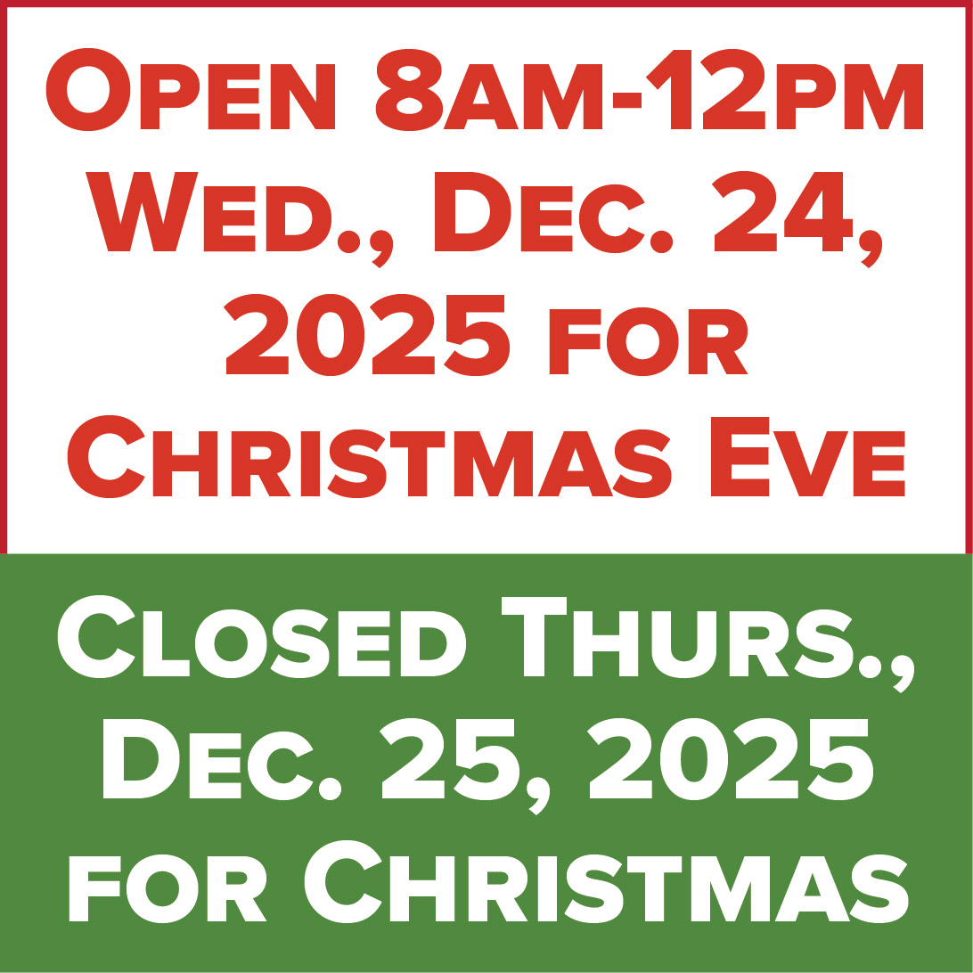 Both ARC Branches will be open 8am-12pm on 12/24/25 and closed on 12/25/25 in observance of Christmas